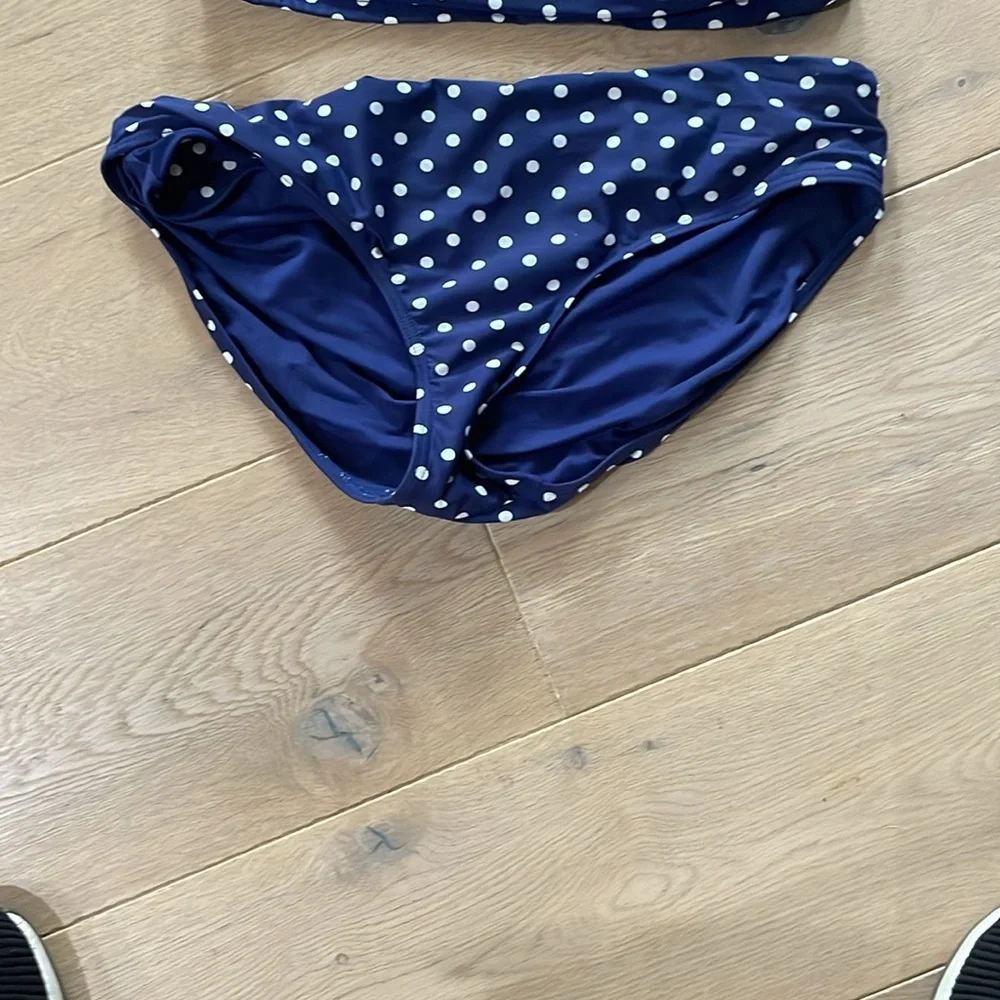 Bond Eye Australia Navy & White Polka Dot Swimsuit Tankini Top & Bottom size 10 - Picture 3 of 8